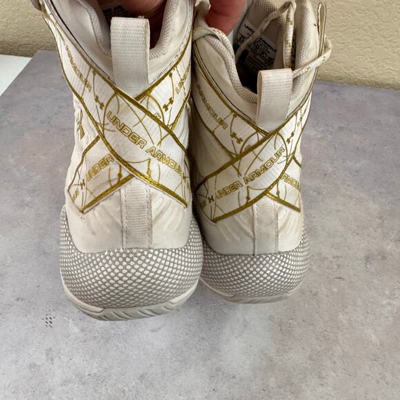 Under Armour Highlight HOVR Ace Sz 8.5 White Gold High-Top Volleyball Shoes - Picture 9 of 14